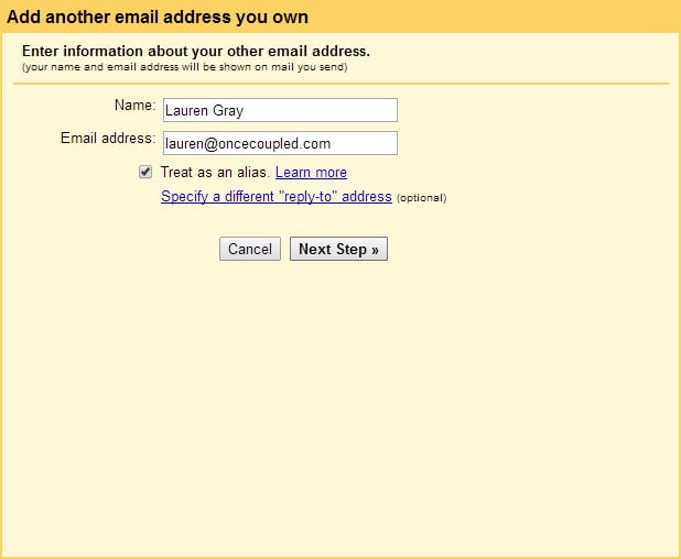 Creating and Using An Email Address at Your Domain Name | oncecoupled.com