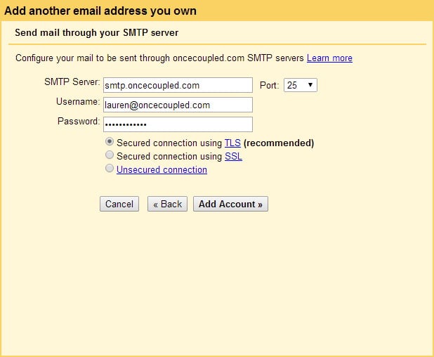 Creating and Using An Email Address at Your Domain Name | oncecoupled.com