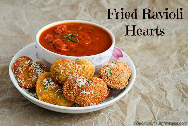 Fried Ravioli Hearts from In Search of Yummy-ness